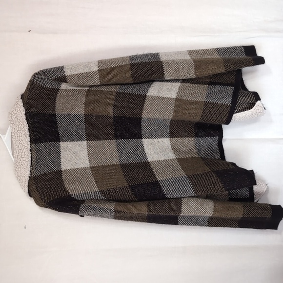 Daytrip Olive Green Black Plaid Sherpa Fleece Plush Shacket Size Large - Picture 6 of 6